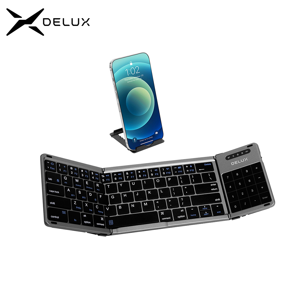 Desk Setup Ipad - Delux KF18 Foldable Keyboard Multi-Devices Pocket-Sized