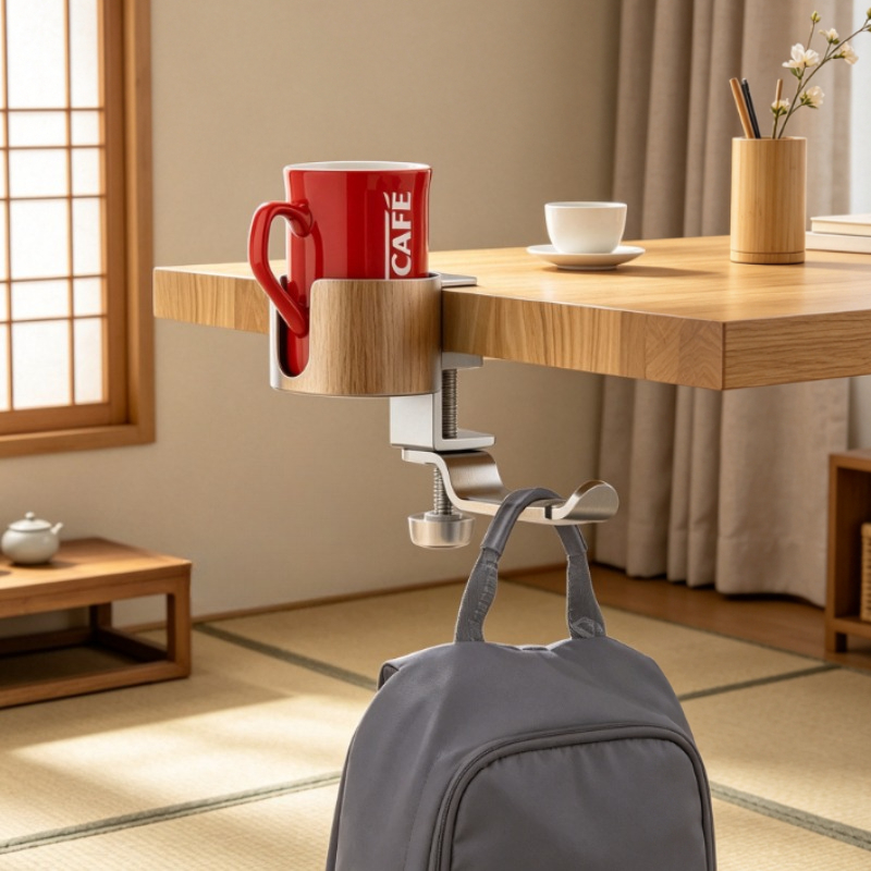Desk Setup Home Office - Premium Rotating Cup Holder Aluminum Desk