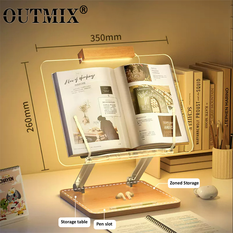 Desk Setup Light - Wooden Reading Stand with Light Transparent