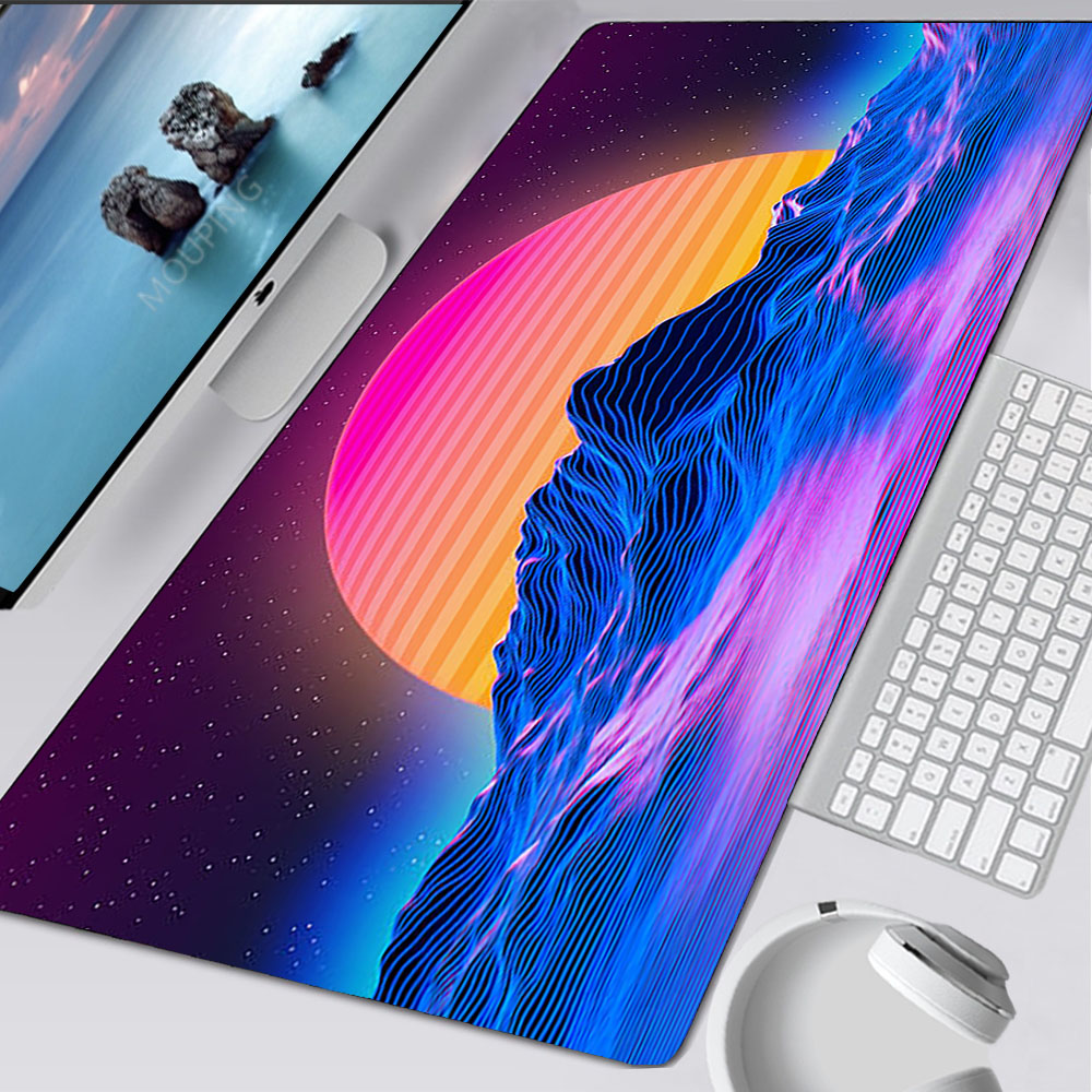 Desk Setup Game - Vaporwave Mousepad Retrowave/synthwave 900x400 Mouse Pad