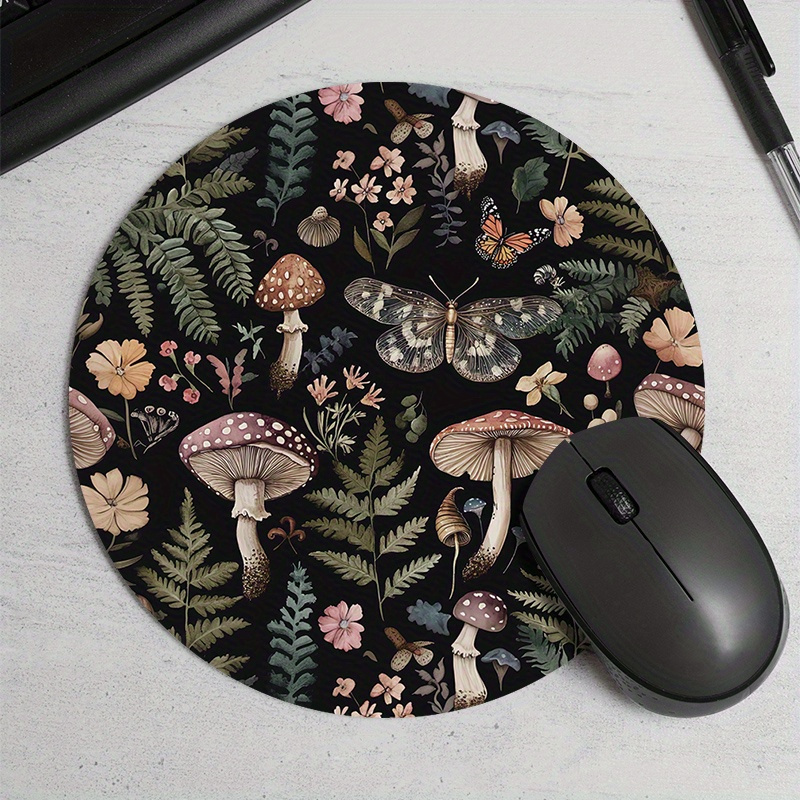 Desk Setup Game - Round Forest Plant Mouse Pad Rubber