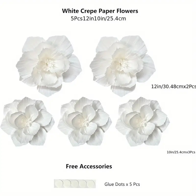 5 Packs of White Paper Flowers - đánh giá và giá Desk Setup Background