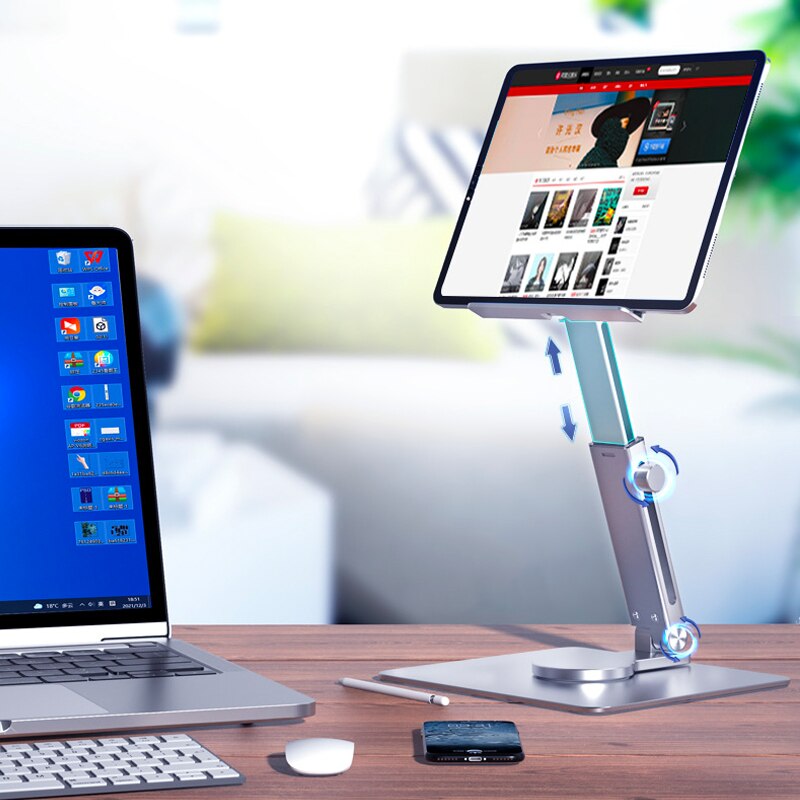 Aluminum Tablet Stand 360°Rota - đánh giá và giá Desk Setup Ipad