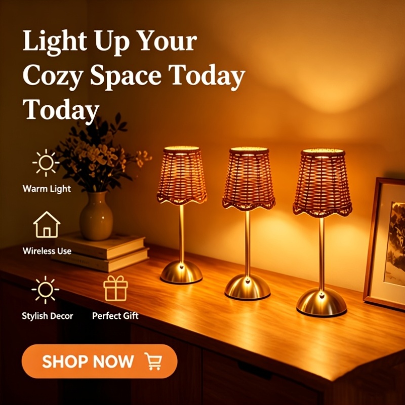 Bohemian Woven Rattan Art Tabl - đánh giá và giá Desk Setup Light