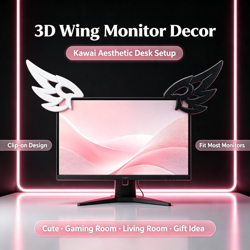 Kawaii 3D Wing Decor for Compu - đánh giá và giá Desk Setup Tech