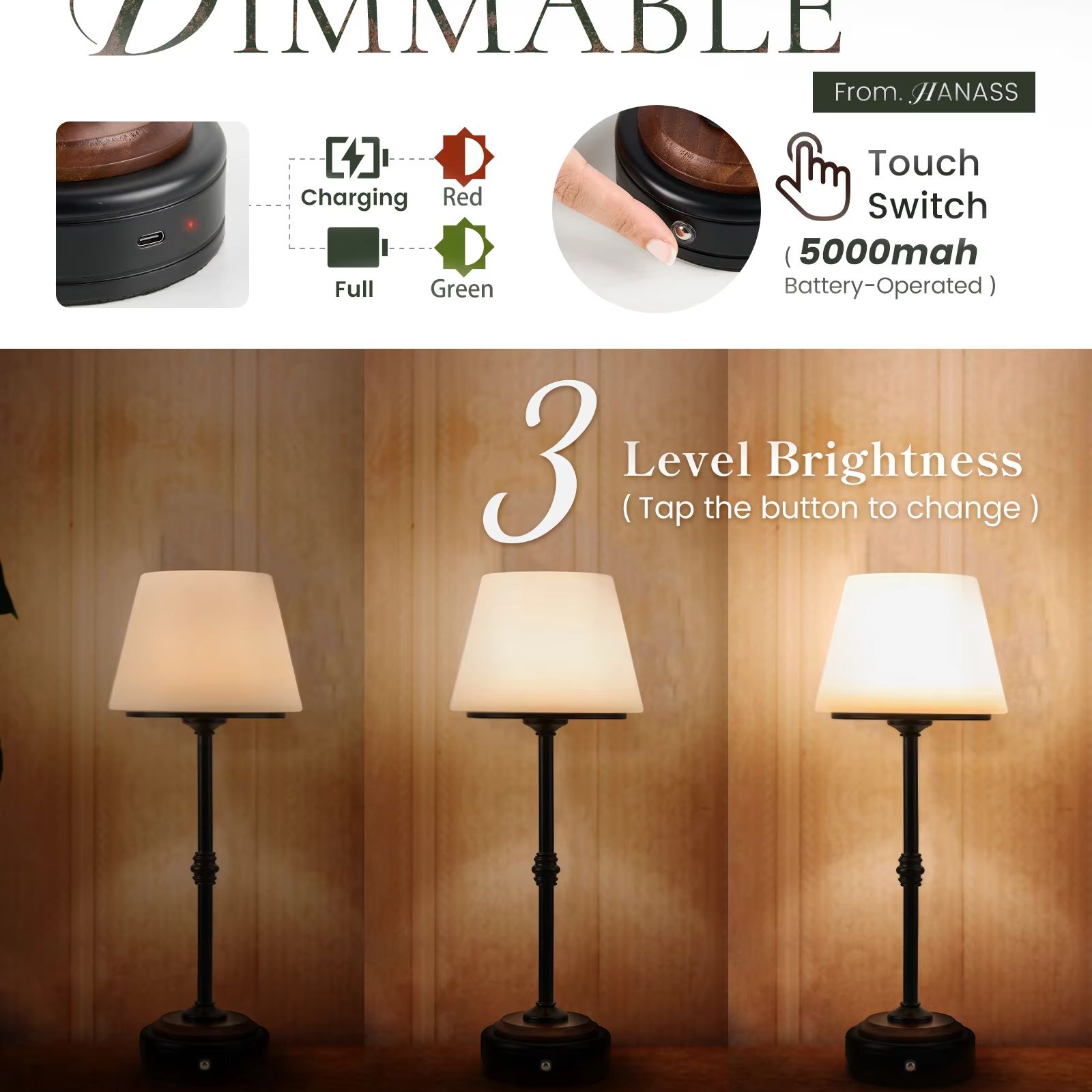 Cordless Table Lamps Set of  5 - đánh giá và giá Desk Setup Light
