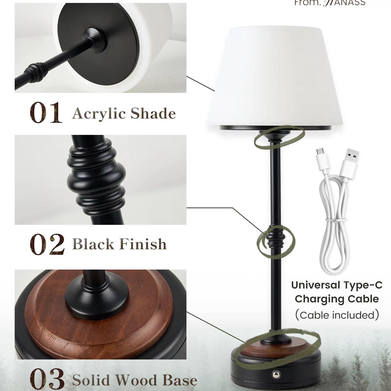 Cordless Table Lamps Set of  5 - đánh giá và giá Desk Setup Light