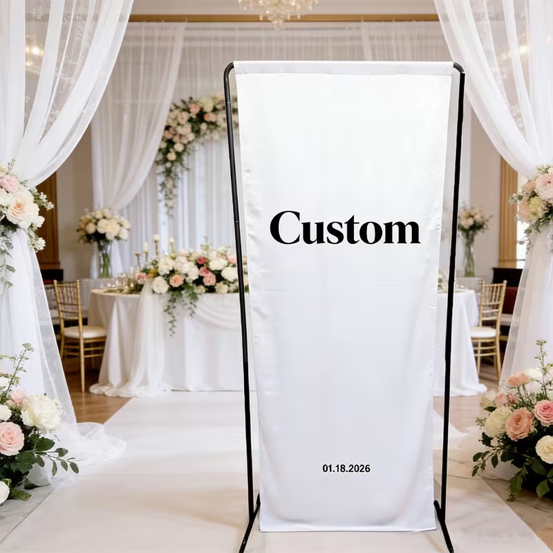 Custom Table Banner Wedding Bi - đánh giá và giá Desk Setup Background