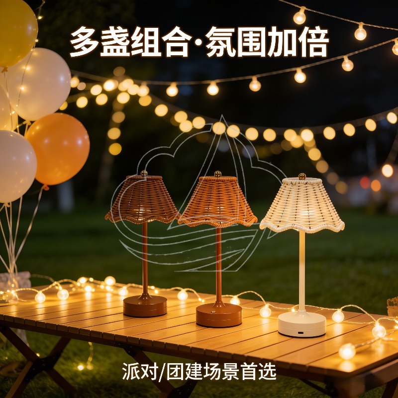 Vintage Rattan Table Lamp USB  - đánh giá và giá Ambient Light Bar Usb