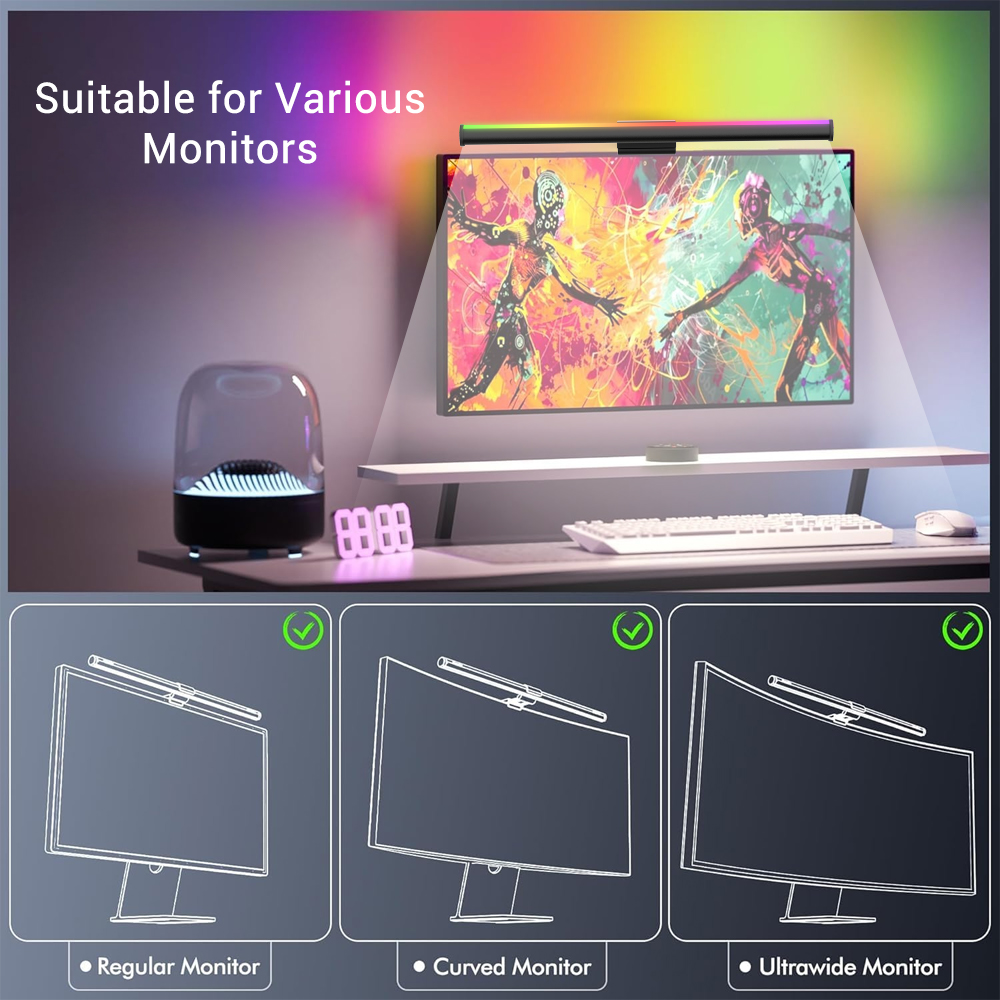 Wifi Lightbar Monitor Light Ba - đánh giá và giá Desk Setup Office