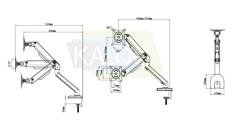 D200  2-9kg ergonomica dual ar - đánh giá và giá Monitor Arm Clamp