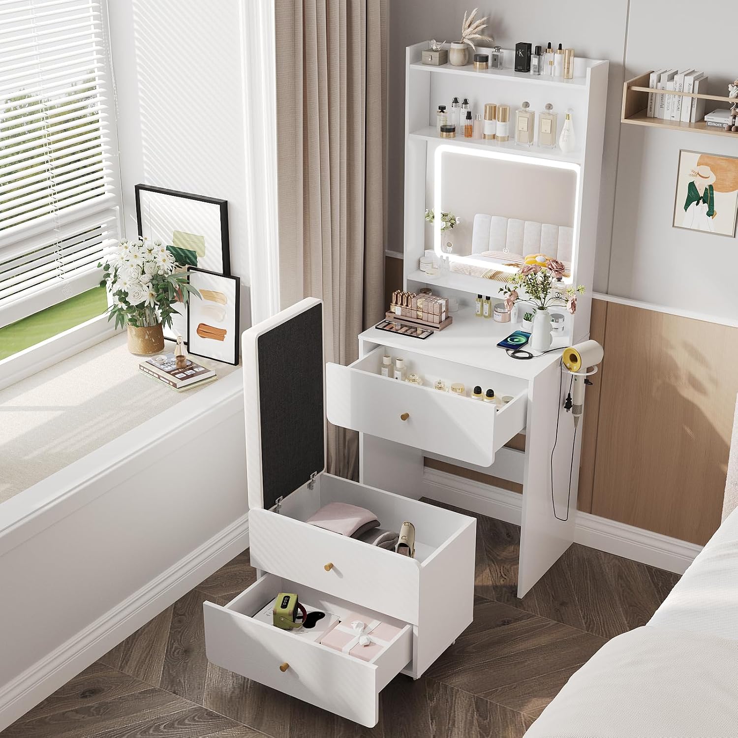 Make Up Vanity Desk with Mirro - đánh giá và giá Desk Setup Bedroom