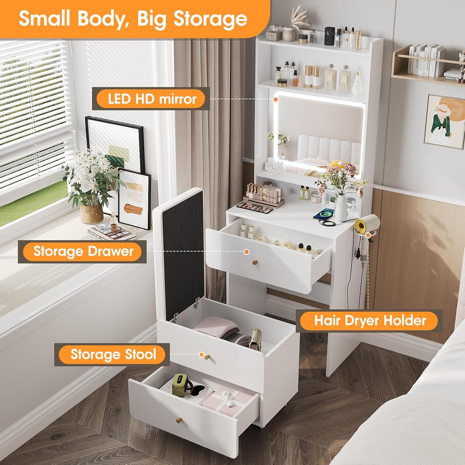 Make Up Vanity Desk with Mirro - đánh giá và giá Desk Setup Bedroom