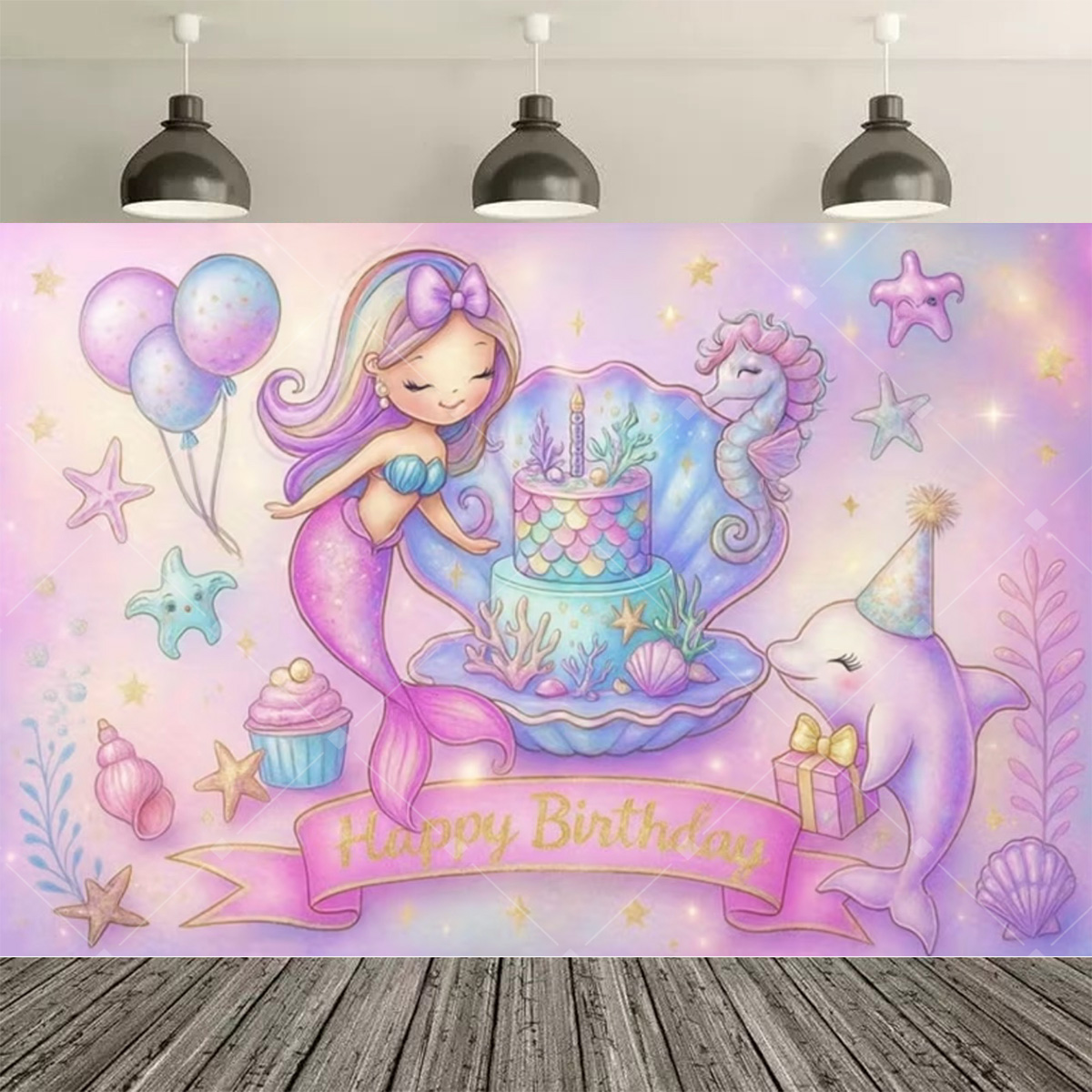 Underwater World Mermaid Birth - đánh giá và giá Desk Setup Background