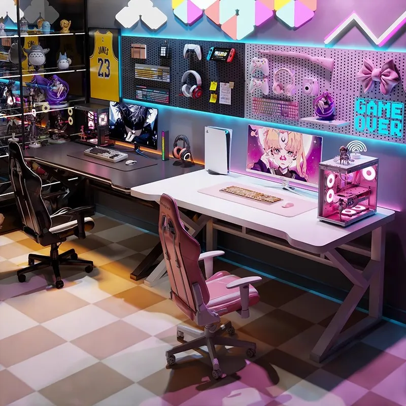 Double E-sports Gaming Desk Lo - đánh giá và giá Desk Setup Bedroom